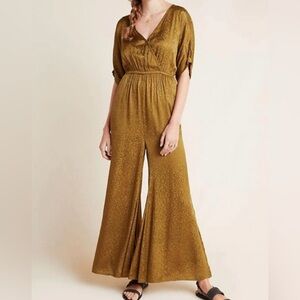Anthropologie Maeve Jacqueline Jacquard
Jumpsuit Gold Olive Green Size XS